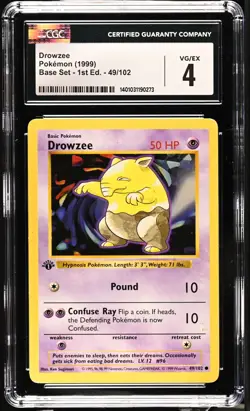 *POP 2* CGC 4 Drowzee Non-Holo 1st Edition Base Set 49/102 Pokemon 1999 VG/Ex - Image 1