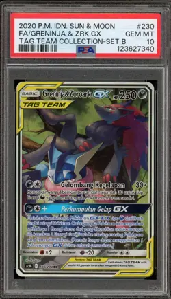 Pokemon Greninja & Zoroark GX Tag Team Coll Set B INDONESIAN Alt Art #230 PSA 10 - Image 1