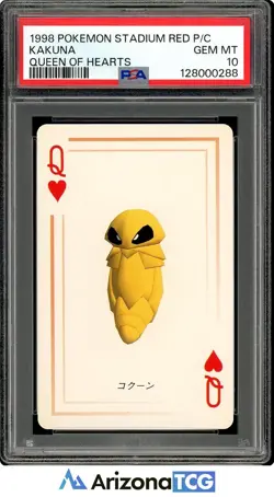 Pokemon Stadium 1998 Kakuna Queen Of Hearts Red Playing Card Japanese PSA 10 - Image 1