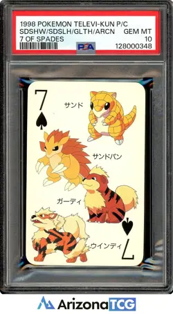 Pokemon 1998 7 Of Spades Televi-Kun Playing Card Japanese GEM MT PSA 10 - Image 1
