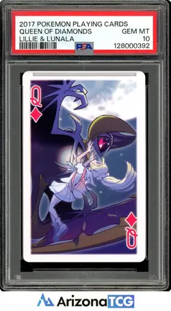 Pokemon 2017 Lillie & Lunala Queen Of Diamonds Pokemon Playing Cards PSA 10 - Image 1