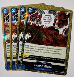 4X One Piece Card Game Hound Blaze OP05-057 PRB-01 Jolly Roger Foil - Image 1