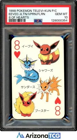 Pokemon 1998 Eevee 8 Of Hearts Televi-Kun Playing Card Japanese GEM MT PSA 10 - Image 1