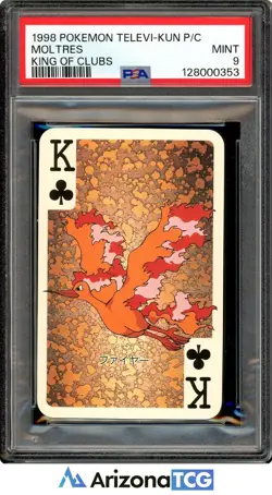 Pokemon 1998 Moltres King Of Clubs Telebi-Kun Playing Card Japanese PSA 9 - Image 1