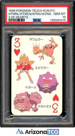 Pokemon 1998 3 Of Hearts Playing Card Televi-Kun Playing Card Japanese PSA 10 - Image 1