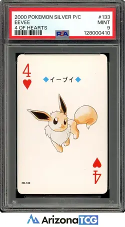 Pokemon 2000 Eevee #133 4 Of Hearts Pokemon Silver Playing Card Japanese PSA 9 - Image 1