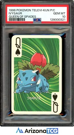 Pokemon 1998 Ivysaur Playing Card Queen Of Spades Televi-Kun Japanese PSA 10 - Image 1