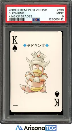 Pokemon 2000 Slowking #199 King Of Spades Pokemon Silver Playing Card PSA 9 - Image 1