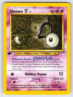 Unown V 89/105 2002 1st Edition Neo Destiny Pokemon Card TCG WOTC Vintage - Hp - Image 1
