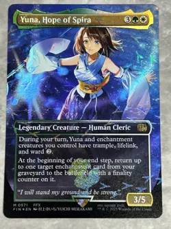 Yuna, Hope of Spira Borderless Chocobo Track Foil Final Fantasy MTG FIN 0571 - Image 1