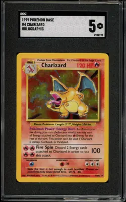 Pokemon Charizard Base Set Unlimited Holo Rare #4 SGC 5 - Image 1