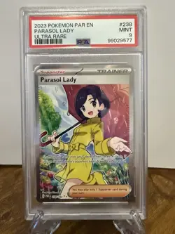 PSA 9 Mint 2023 Pokemon Paradox Rift Parasol Lady Ultra Rare Full Art #238/182 - Image 1