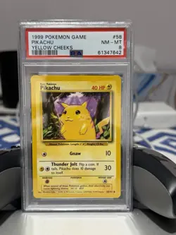 Pokemon Base Set Pikachu Yellow Cheeks 58/102 PSA 8 NM/Mint - Image 1