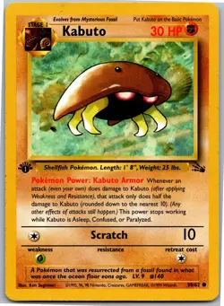 Kabuto - Fossil 50/62 - Common - NM Pokemon TCG - First Edition - Image 1