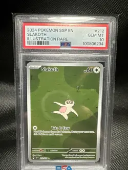 2024 POKEMON SSP EN-SURGING SPARKS ILLUSTRATION RARE #212 SLAKOTH PSA 10 - Image 1