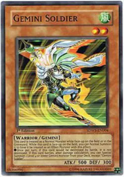 Yugioh! MP Gemini Soldier - SDWS-EN004 - Common - 1st Edition Moderately Played, - Image 1