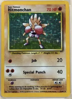Pokemon TCG Hitmonchan Base Set Holo Rare Card PSA Mint 9, 7/102 - Image 2