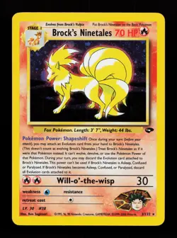 Brock's Ninetales 3/132 Holo Rare Gym Challenge Pokemon Card - Image 1