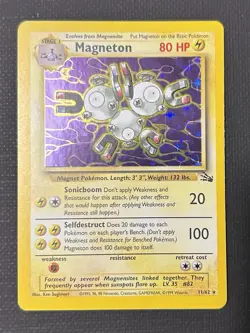 Pokemon TCG Magneton Fossil Holo Card 11/62 Unlimited - Image 1