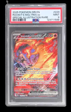 Pokemon TCG Team Rockets Moltres EX Card 229/182 PSA 9 - Image 1