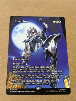 mtg borderless Nine Lives full art card, Marvel Spiderman set, unplayed - Image 1