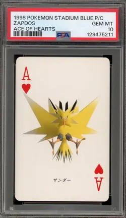 Pokemon Stadium Blue Playing Cards Zapdos Ace of Hearts PSA 10 Gem Mint - Image 1