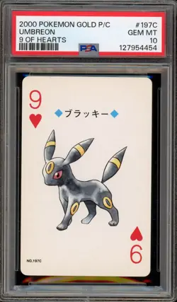 Pokemon Gold Playing Cards Umbreon 9 of Hearts #197C PSA 10 Gem Mint - Image 1