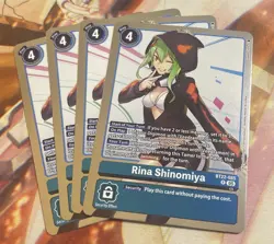 Digimon Card Game Rina Shinomiya BT22-085 R Cyber Eden Playset Of 4 - Image 1