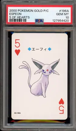 Pokemon Gold Playing Cards Espeon 5 of Hearts #196A PSA 10 Gem Mint - Image 1