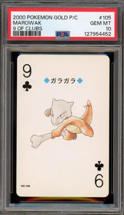 Pokemon Gold Playing Cards Marowak 9 of Clubs #105 PSA 10 Gem Mint - Image 1