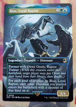 Blue, Loyal Raptor (Borderless) MTG Jurassic World Collection (REX) (NM) - Image 1