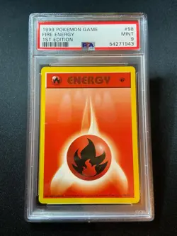 1999 Pokemon 1st Edition Shadowless Base Set - Fire Energy - PSA 9 - Image 1