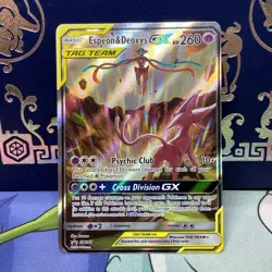 Espeon & Deoxys GX Tag Team SM240 Holo Pokemon TCG LP - Image 1