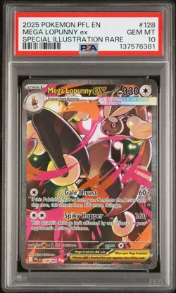 2025 POKEMON PFL EN-PHANTASMAL FLAMES #128 MEGA LOPUNNY EX PSA 10 - Image 1