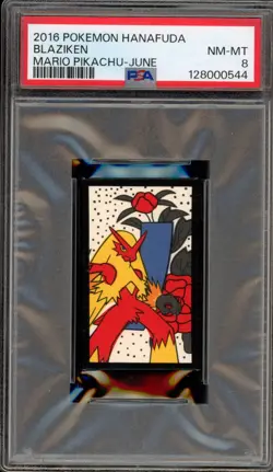 Pokemon Blaziken Mario Pikachu Hanafuda June PSA 8 - Image 1