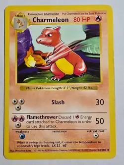 Charmeleon 24/102 Uncommon Base Set Shadowless Pokemon LP - Image 1