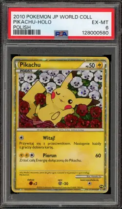 Pokemon Pikachu World. Coll. POLISH Holo Japanese Back PSA 6 - Image 1