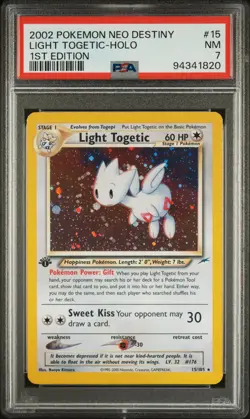 2002 POKEMON NEO DESTINY 1ST ED #15 LIGHT TOGETIC-HOLO PSA 7 - Image 1