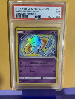 2017 Pokemon Sun & Moon Shining Legends Holo #40 Shining Mew PSA 7 - Image 1
