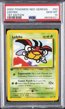 2000 POKEMON NEO GENESIS 1ST ED #63 LEDYBA PSA 10 - Image 1