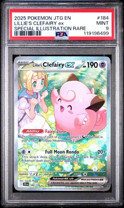2025 POKEMON JTG EN-JOURNEY TOGETHER #184 LILLIE'S CLEFAIRY EX PSA 9 - Image 1