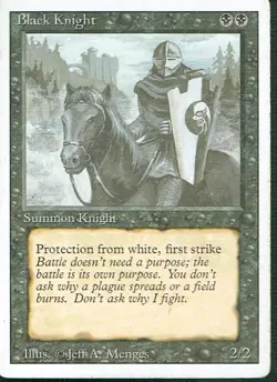 MAGIC THE GATHERING REVISED BLACK RARE BLACK KNIGHT lp - Image 1