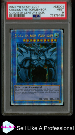 OBELISK THE TORMENTOR SCR YU-GI-OH! GER LC01 25TH ANN ED 2023 DE001 PSA 9 - Image 1