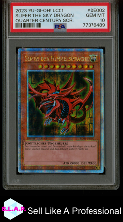 SLIFER THE SKY DRAGON SCR YU-GI-OH! GER LC01 25TH ANN. ED 2023 DE002 PSA 10 - Image 1