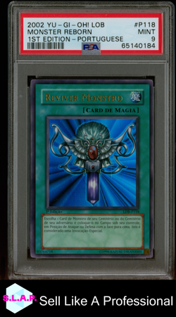 MONSTER REBORN 1ST ED PRT YU-GI-OH! LOB-LEGEND OF BLUE EYES 2002 P118 PSA 9 - Image 1
