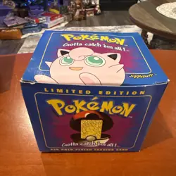 Pokemon 23K Gold Jigglypuff Card 1999 Burger King Ball Box LE Promo - Image 1