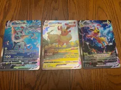 Jumbo Promo Flareon, Jolteon & Vaporeon VMAX Pokemon Cards Evolving Skies - Image 1
