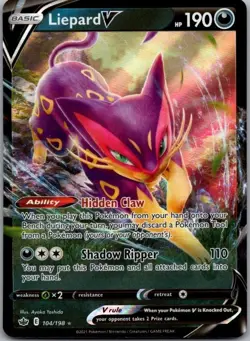 Liepard V 104/198 Full Art NM/M Chilling Reign Pokemon Card - Image 1