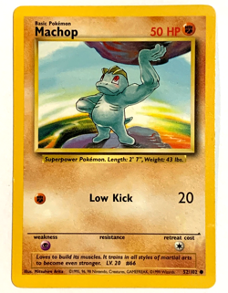 Machop 52/102 Base Set Unlimited Original Vintage Fighting Pokemon Card TCG - Image 2