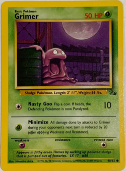 Grimer 48/62 Fossil Set Unlimited Original Vintage Pokemon Card Pokemon TCG LP - Image 1